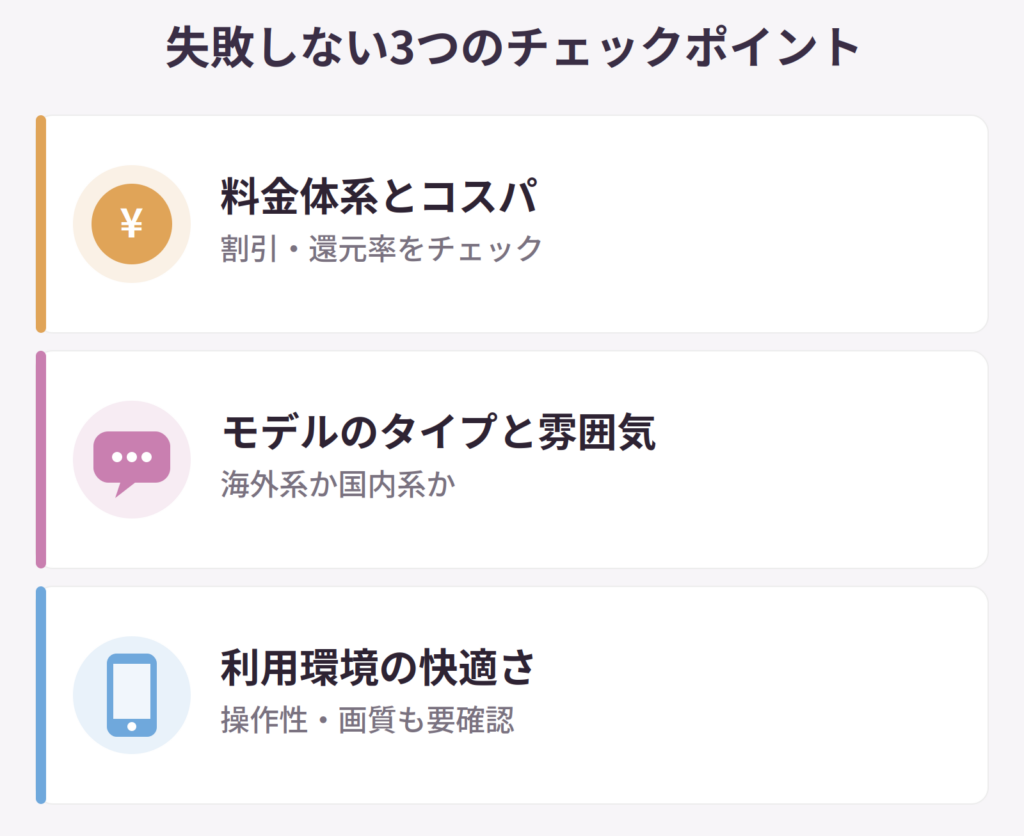 ライブチャット選びで失敗しないための3つのチェックポイント
