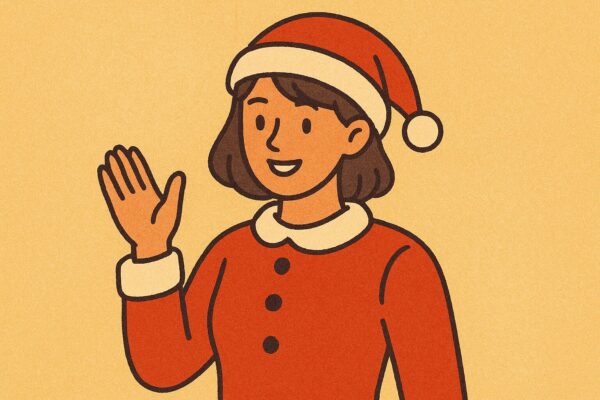 サンタクロースのコスプレをしたチャットレディのイラスト