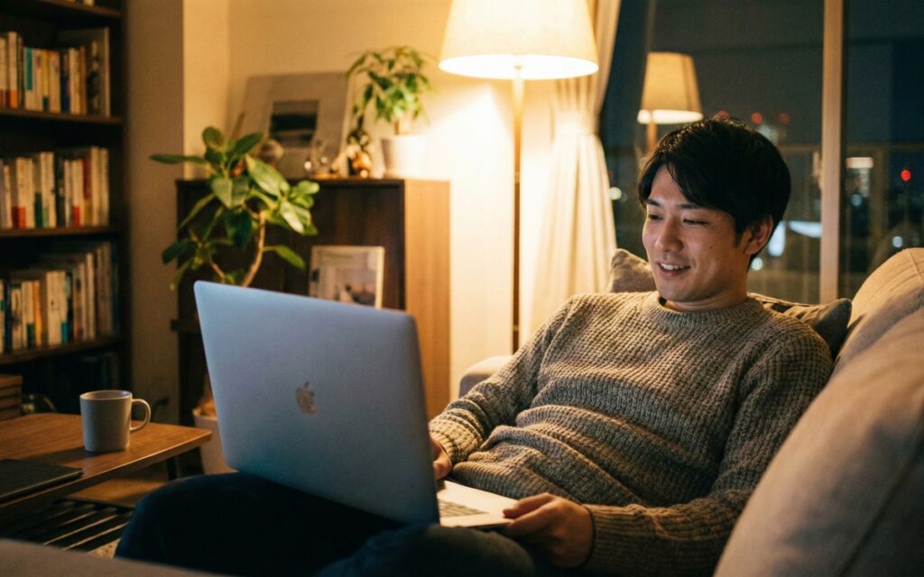 自宅で安心してライブチャットを利用するイメージ